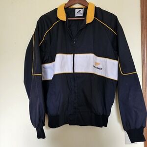 Miller Genuine Draft Jacket Mens Medium Black Grunge Made In USA‎ Vintage